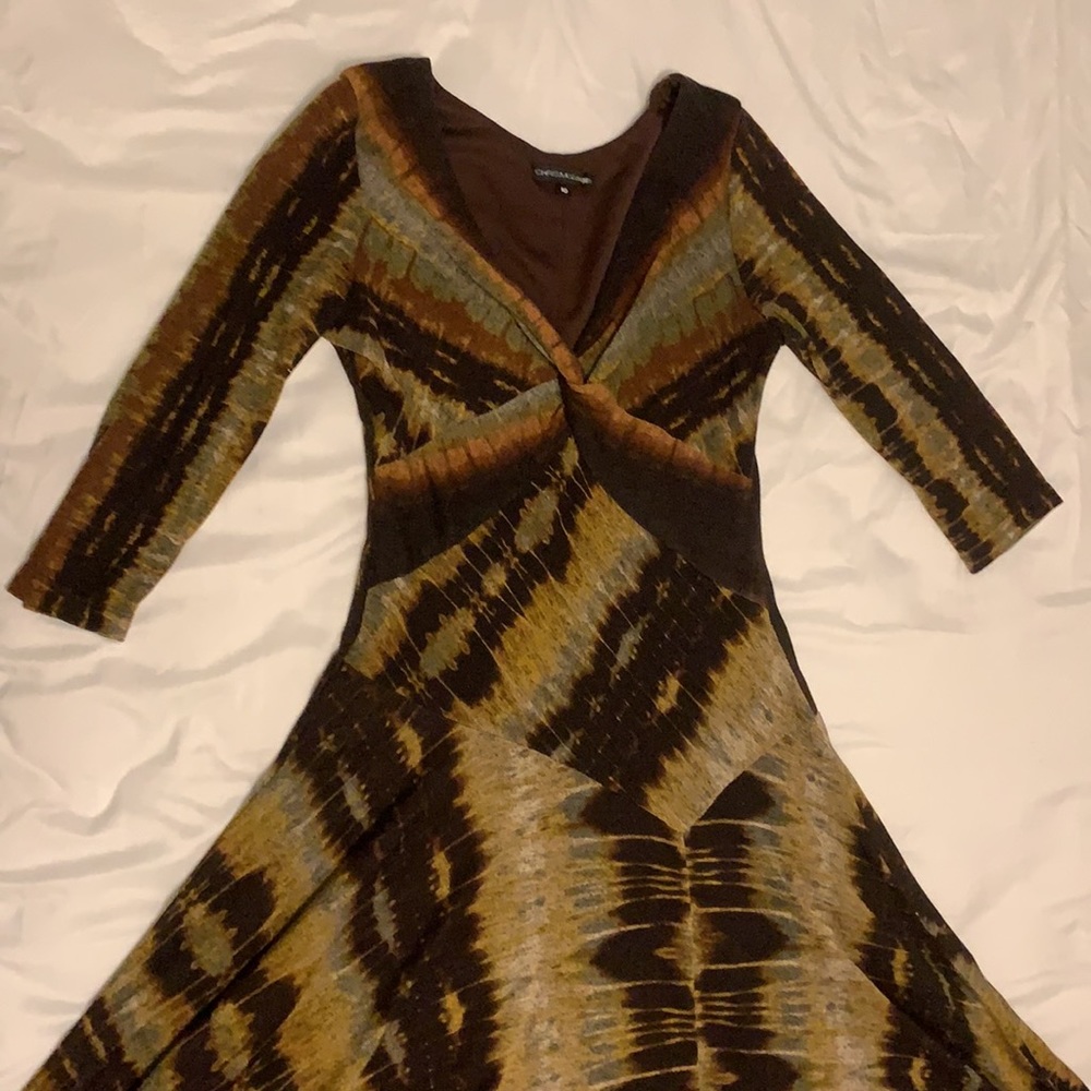 Chris McLaughlin Fit and Flair Brown/Multi Dress